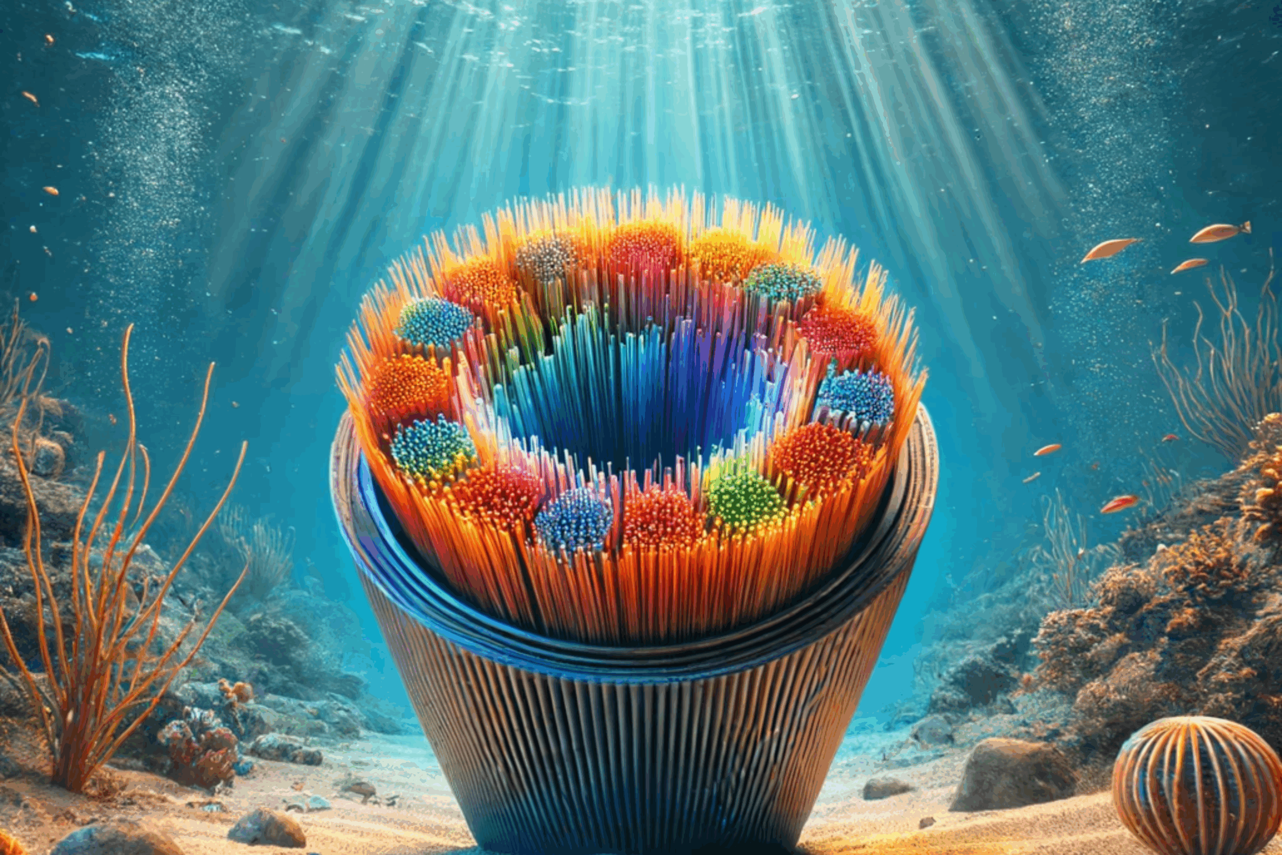 Großaufnahme Kabelverbund im Meer