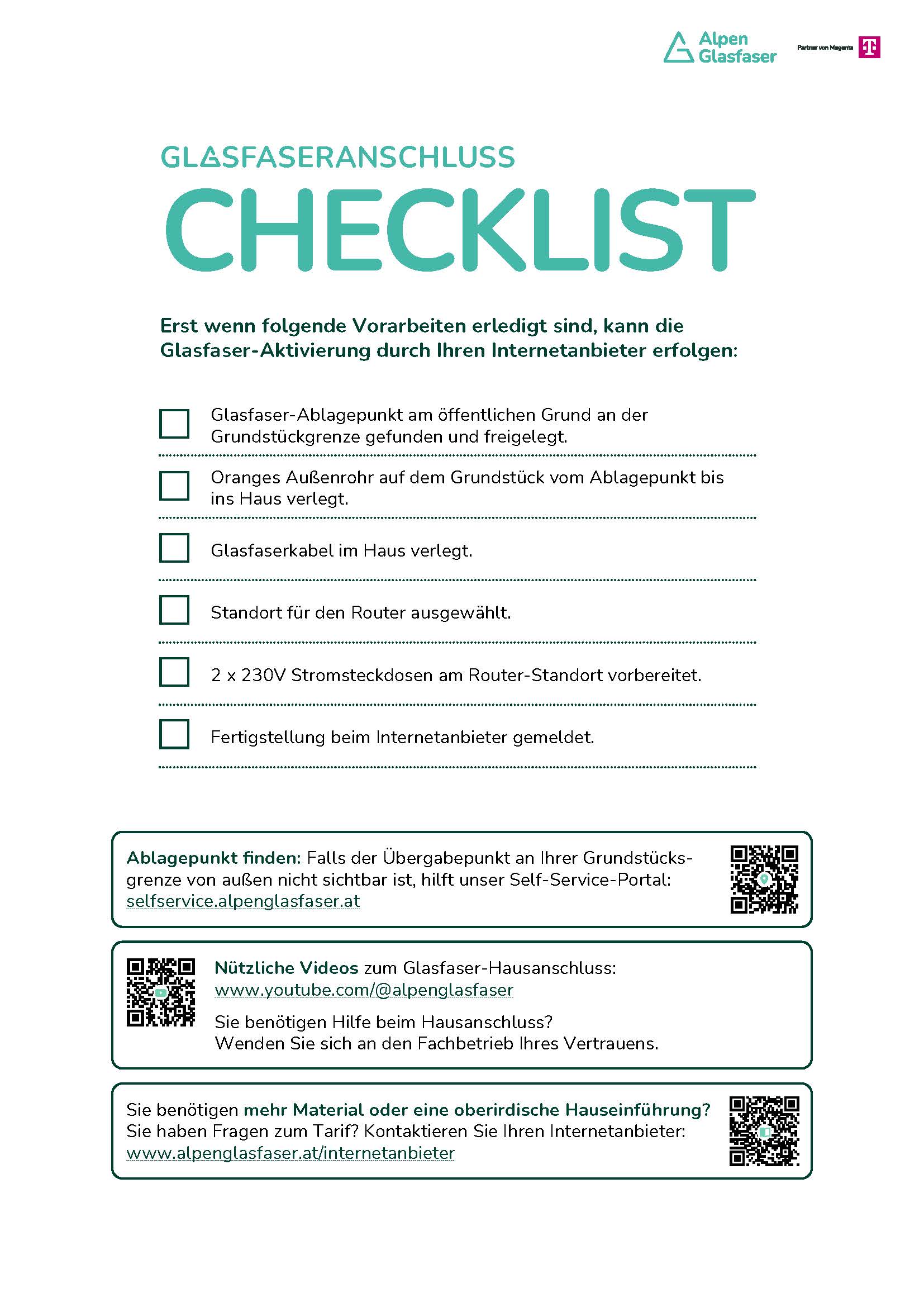 Checklist Vorarbeiten Hausanschluss